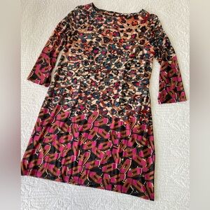 Isle Midi Shift Dress Mix Print Lightweight Comfort, Women’s Large
